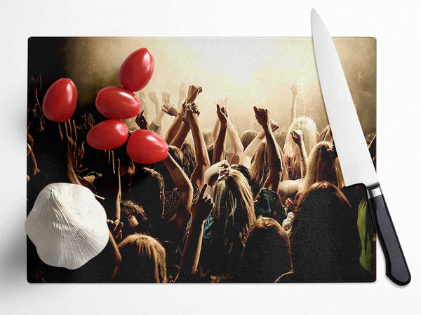 Concert Crowd Glass Chopping Board