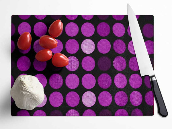 Purple Circles Glass Chopping Board