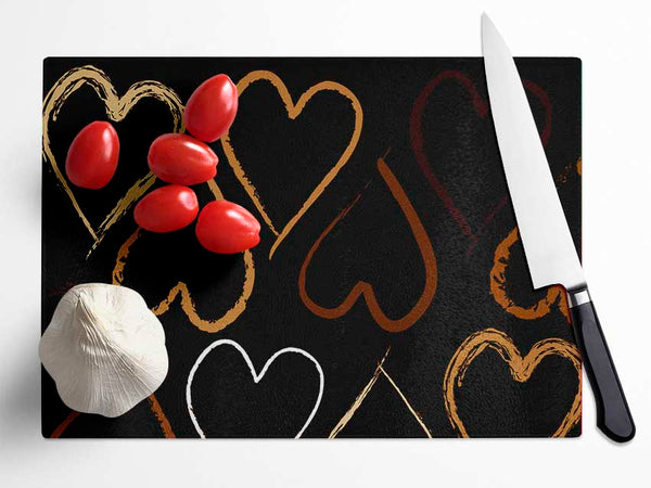 Chocolate Hearts Glass Chopping Board