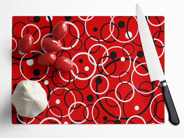 Joining The Dots Red Glass Chopping Board