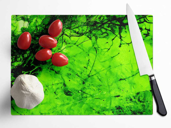 Green Branches In The Wind Glass Chopping Board