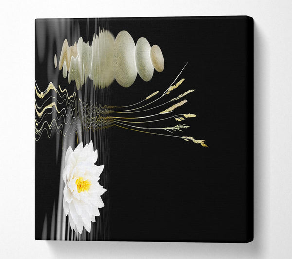 Picture of Waterlily Reflection Ripples Square Canvas Wall Art