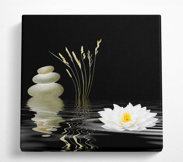 A Square Canvas Print Showing Waterlily Reflection Ripples Square Wall Art