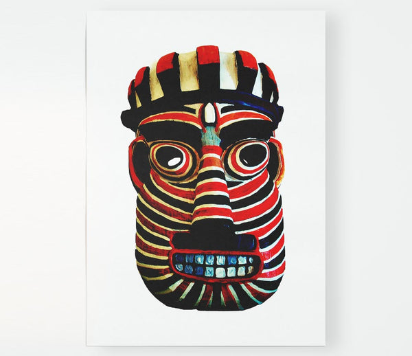 Tribal Mask Red Print Poster Wall Art
