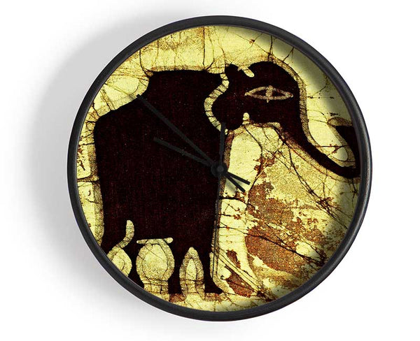 Tribal Elephant Brown Clock - Wallart-Direct UK