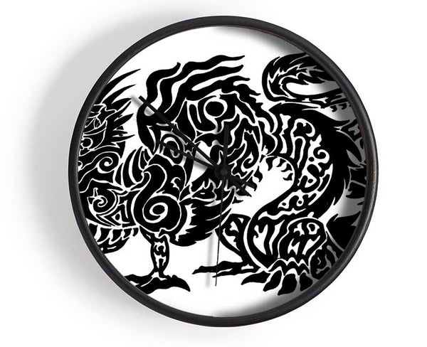 Tribal Long Body Dragon Clock - Wallart-Direct UK