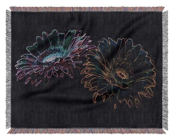 Abstarct Neon Floral 12 Woven Blanket
