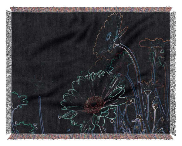 Abstarct Neon Floral 04 Woven Blanket