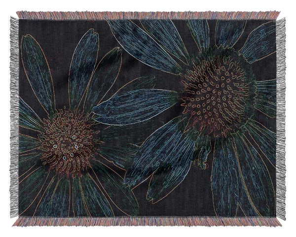 Abstarct Neon Floral 18 Woven Blanket