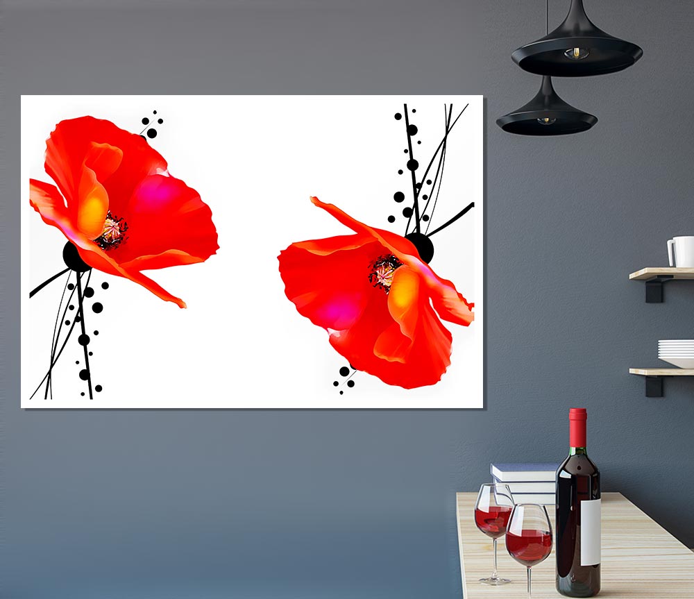 Twin Poppy Abstract Print Poster Wall Art