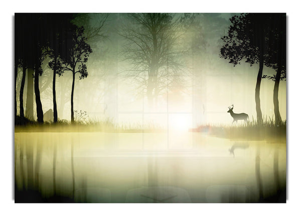 Deer In The Morning Lake