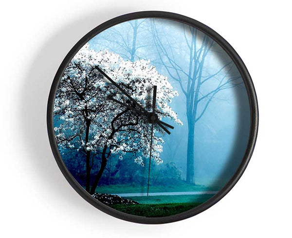 White Magnolia Tree Clock - Wallart-Direct UK