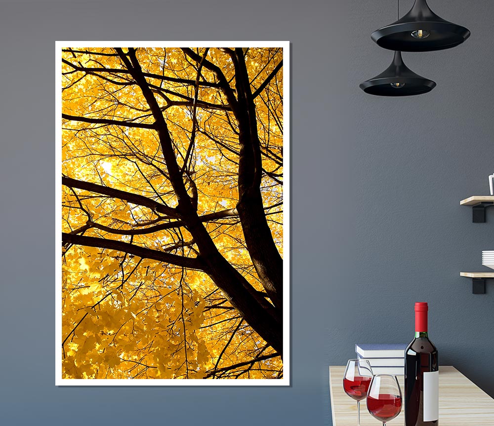Yellow Autumn Leaves Print Poster Wall Art