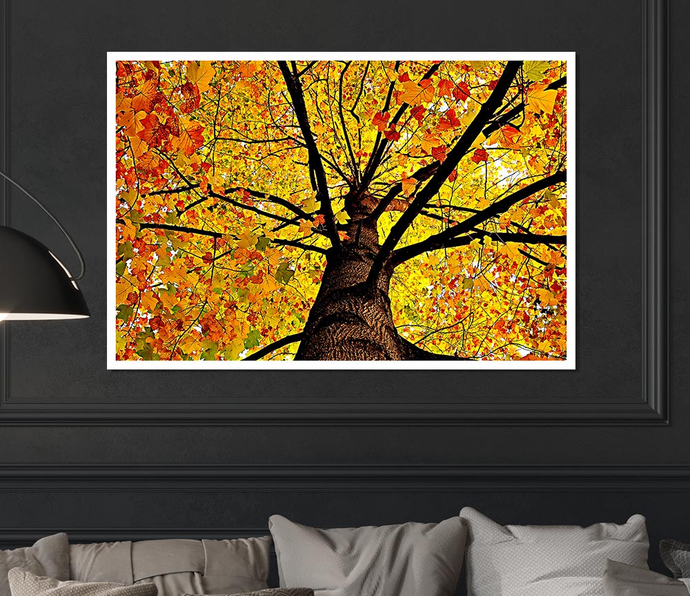 Yellow Autumn Tree Print Poster Wall Art