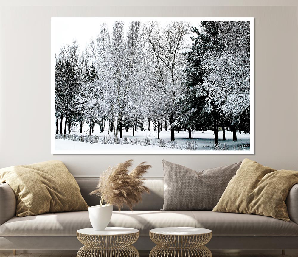 Winter In The Snow Forest Print Poster Wall Art
