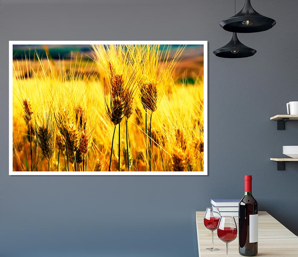 Wheat Field Near The Forest Print Poster Wall Art