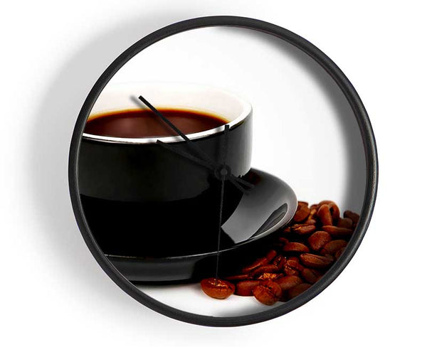 Black Coffee With Beans Clock - Wallart-Direct UK