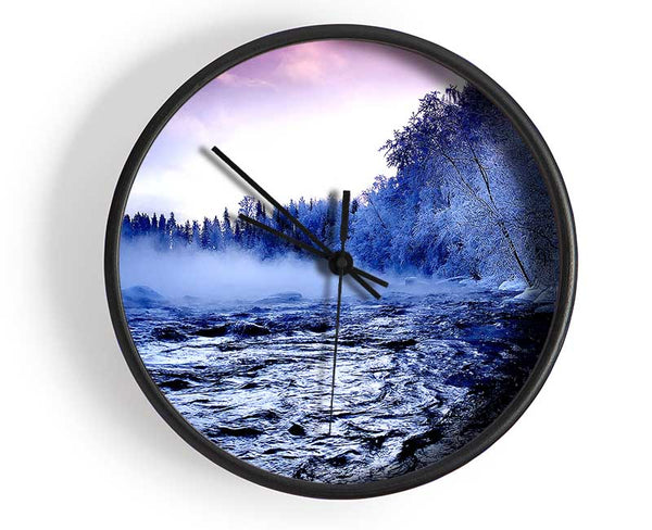 Winter Mountain Creek Clock - Wallart-Direct UK
