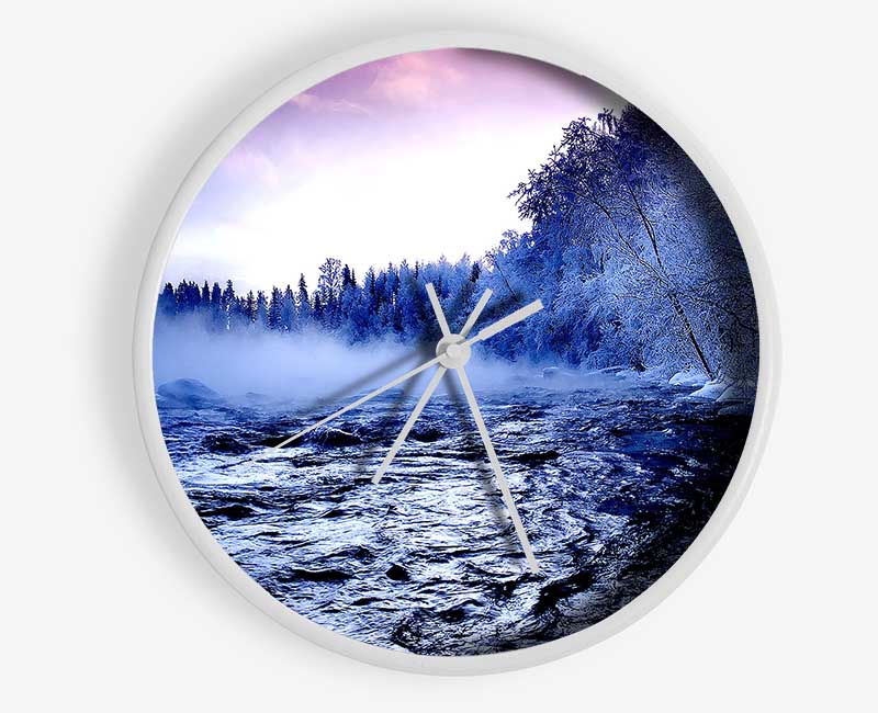 Winter Mountain Creek Clock - Wallart-Direct UK
