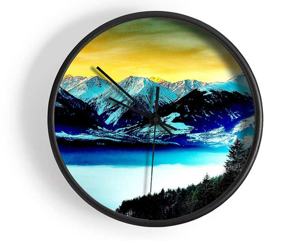 Snowy Mountains And Fog Filled Valley Clock - Wallart-Direct UK