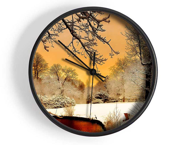 Winter Lake Paradise Clock - Wallart-Direct UK