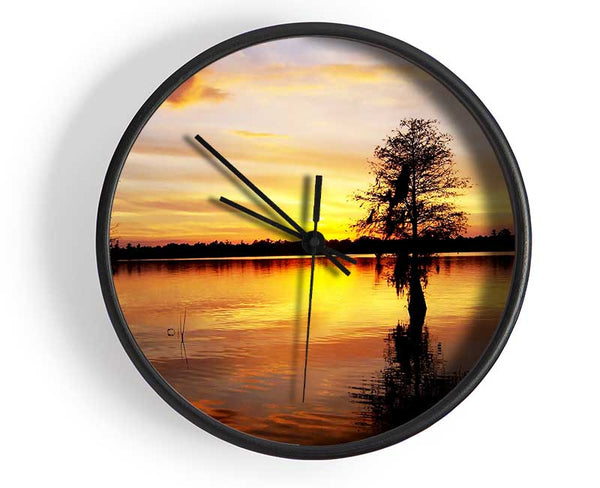River Tree Sunset Clock - Wallart-Direct UK