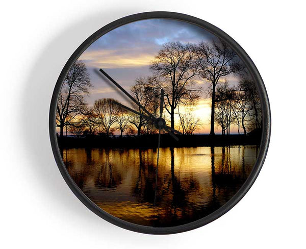 Woodland Lake At First Light Clock - Wallart-Direct UK