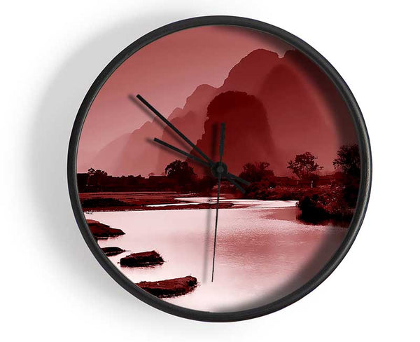 Red Mountain Paradise Clock - Wallart-Direct UK