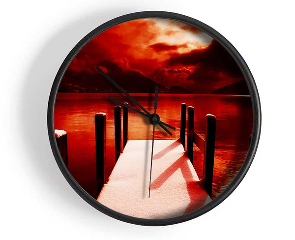The Red Boardwalk River Clock - Wallart-Direct UK