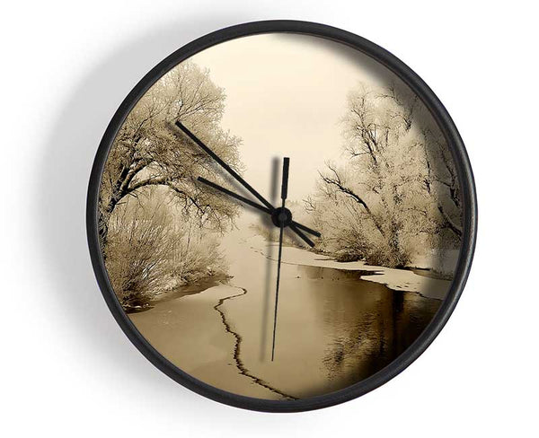 Winter Wonderland Sepia Clock - Wallart-Direct UK