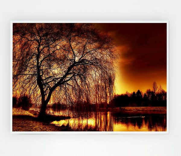 The Golden River Tree Print Poster Wall Art