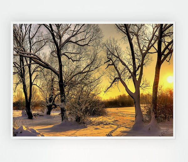 Footsteps In Snow Print Poster Wall Art