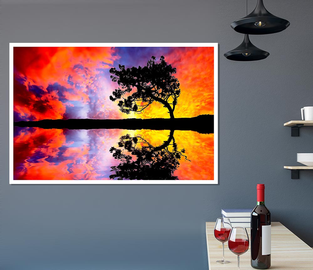 Tree Reflection In Water Print Poster Wall Art