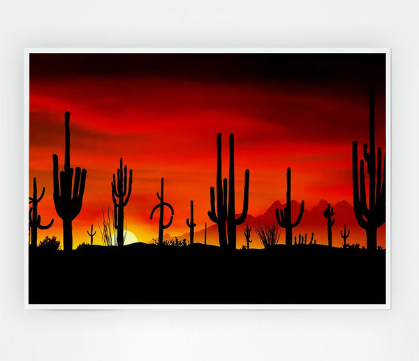 Cactus Sunset Beauty Print Poster Wall Art