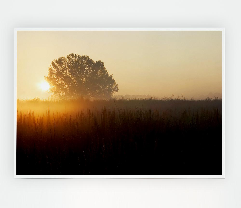 Yorkshire Dales Sunset Mist Print Poster Wall Art