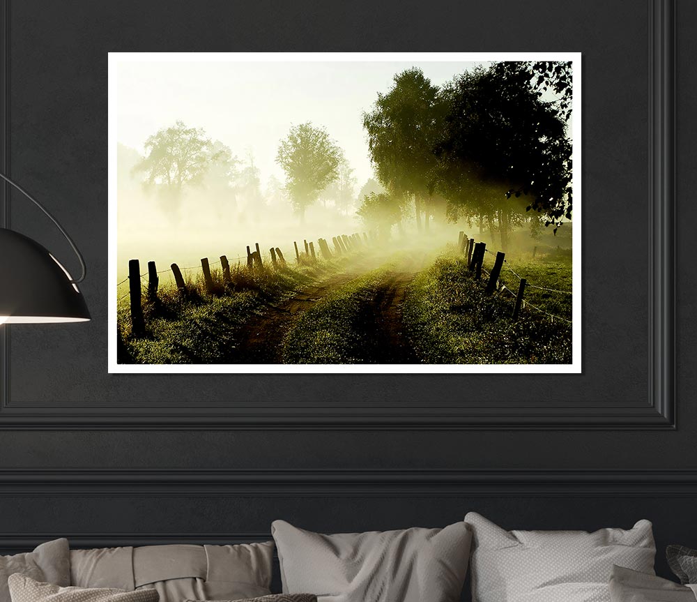 Country Lane Mist Print Poster Wall Art