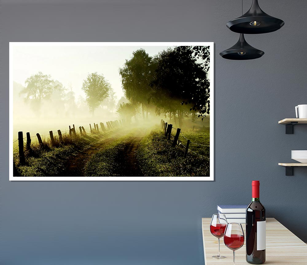 Country Lane Mist Print Poster Wall Art