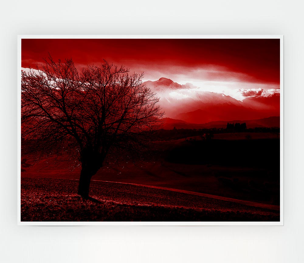 Yorkshire Dales Red Print Poster Wall Art