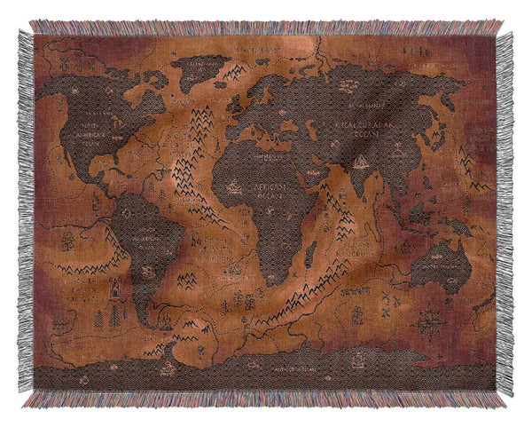 Ancient World Map Woven Blanket