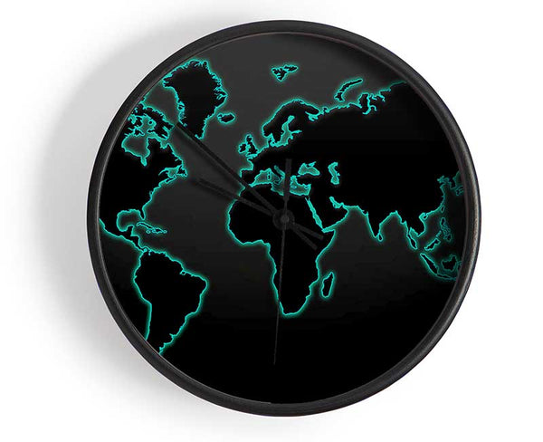 Black World Map Clock - Wallart-Direct UK