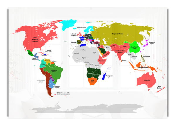 World Map Maps Canvasb LD