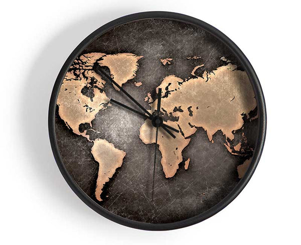 Grunge World Map Clock - Wallart-Direct UK