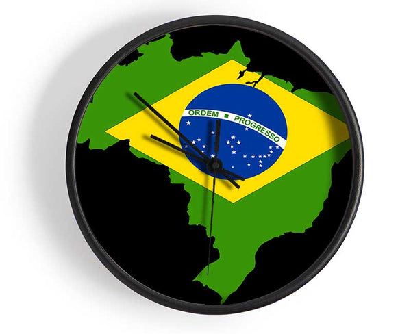 Brazillian Flag Map Clock - Wallart-Direct UK
