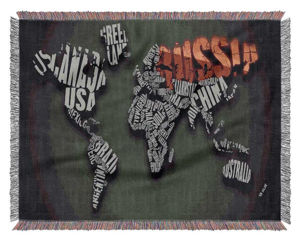 Russia World Maps Woven Blanket