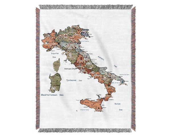 Travel Map Of Italy Woven Blanket