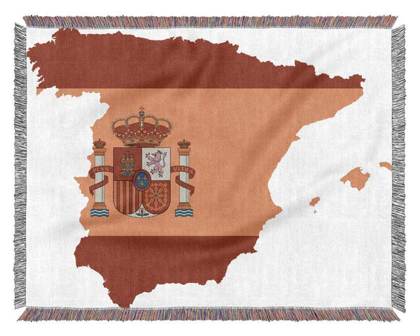 Spainish Flag Map Woven Blanket