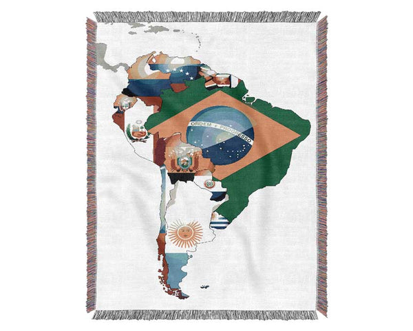 South America Flag Map Woven Blanket