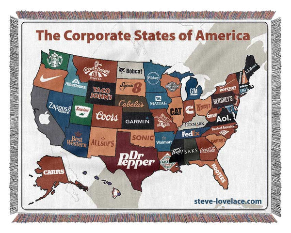 United Corporations Of America Map Woven Blanket