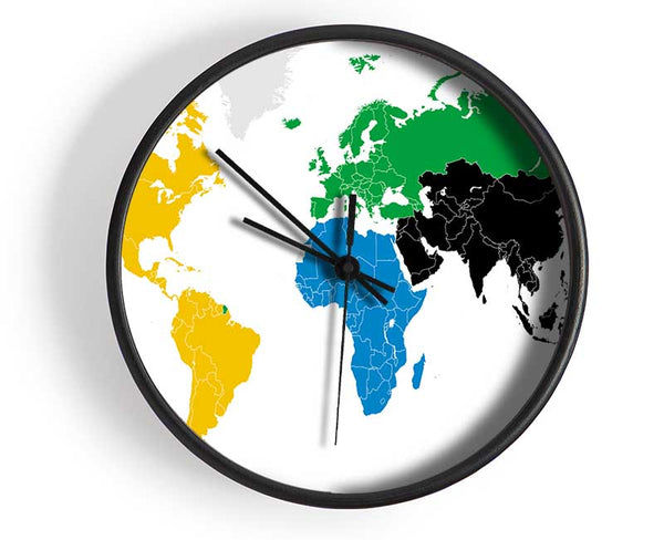 Colours Of The World Map Clock - Wallart-Direct UK
