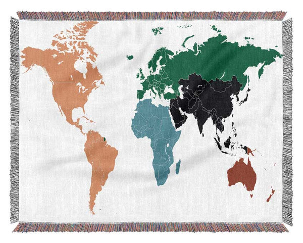 Colours Of The World Map Woven Blanket